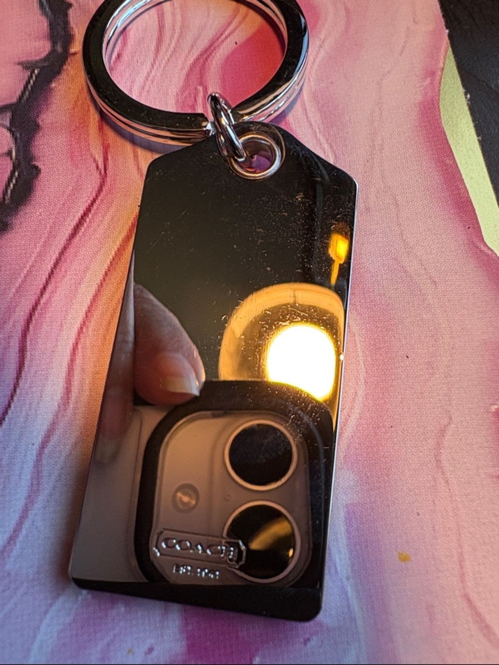 Coach Silver Crystal Logo Key Ring - Picture 2 of 4